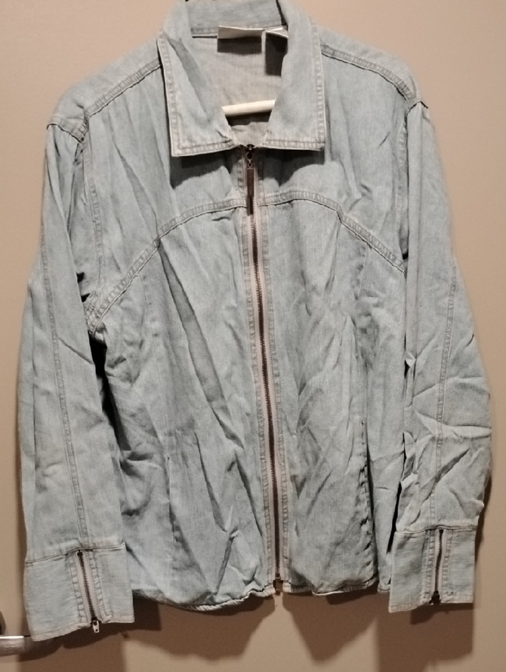 Bill Blass Light Wash Denim Zip-Front Jacket - Women
